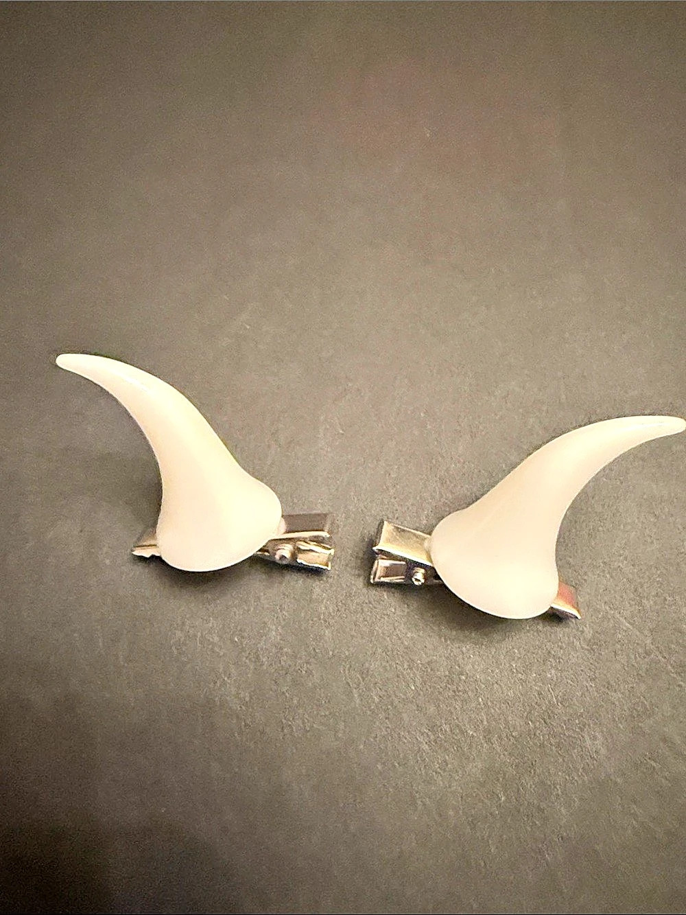 White Horn-Shaped Hair Clips NWT